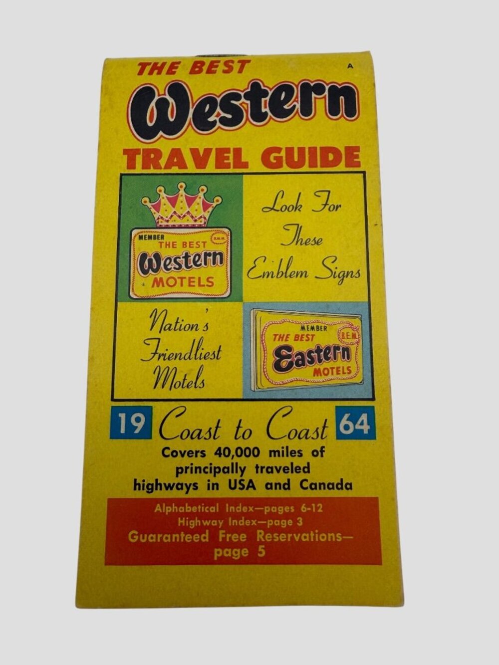 1964 Best Western Best Eastern Motel Travel Guide USA Canada Vintage Advertising